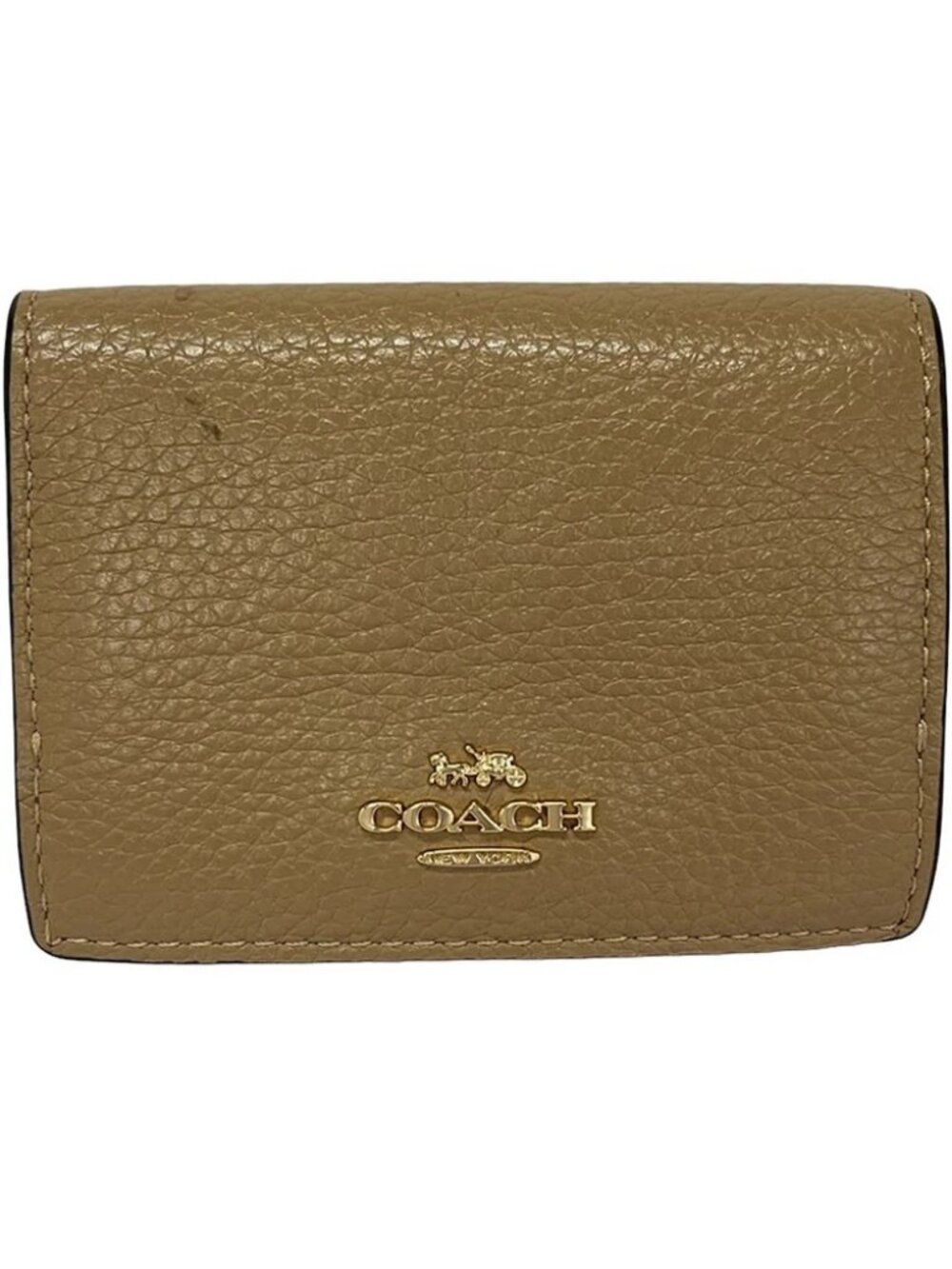 COACH 88666 Beige Leather Trifold Wallet